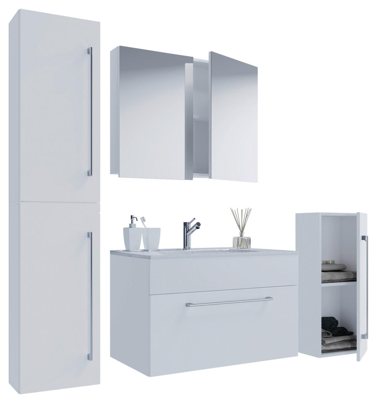 Badezimmer Badinos 5-Teilig Weiß B: 126 cm - Weiß, MODERN, Keramik/Holzwerkstoff (126cm) - MID.YOU