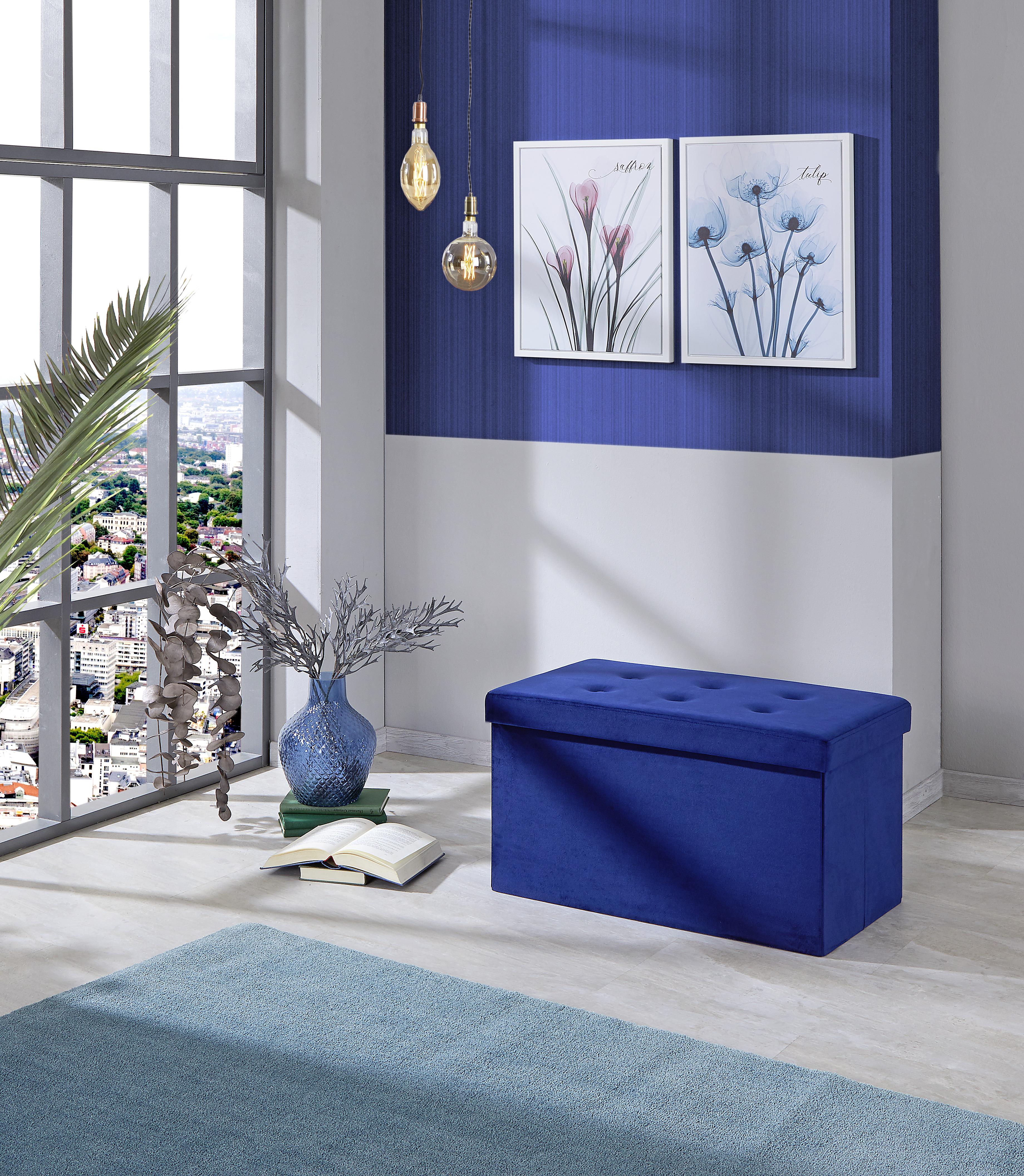 Garderobenbank Velvet B: 70 cm Gepolstert + Truhe Blau - Blau, MODERN, Textil (70/38/38cm) - MID.YOU