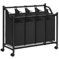 Wäschesammler Schwarz B: 87,5cm - Schwarz, Basics, Kunststoff/Textil (87,5/81/38,5cm)