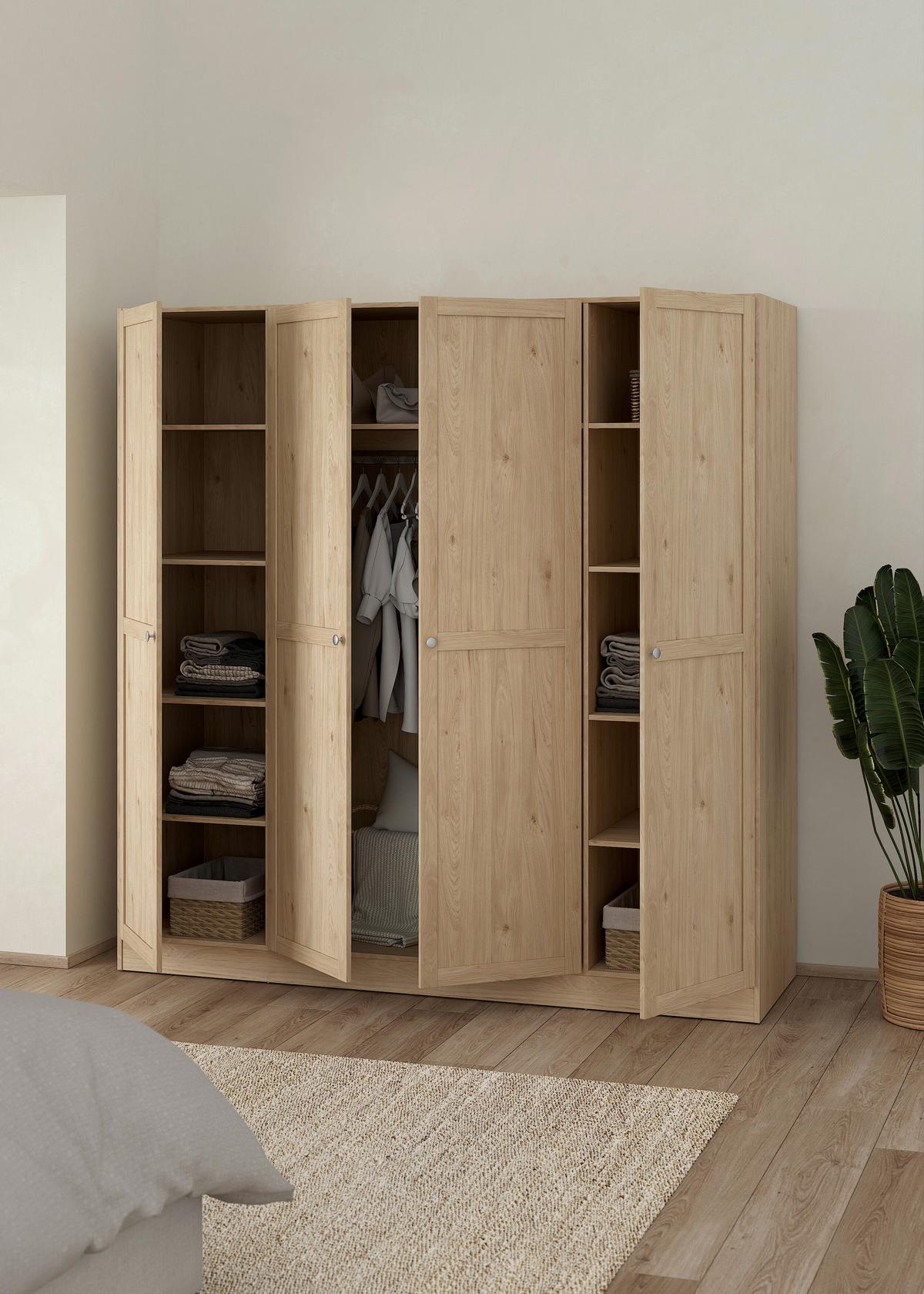Drehtürenschrank Billund Eichefarben, B: 195,5 Cm - Eichefarben, MODERN, Holzwerkstoff (195,5/200/61,7cm) - MID.YOU