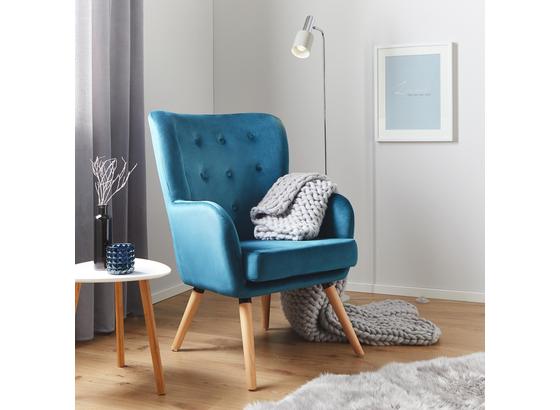Kreslo Cooper - petrolejová, Moderný, drevo/textil (69/95/76cm) - Modern Living Kreslo Cooper - petrolejová, Moderný, drevo/textil (69/95/76cm) - Modern Living