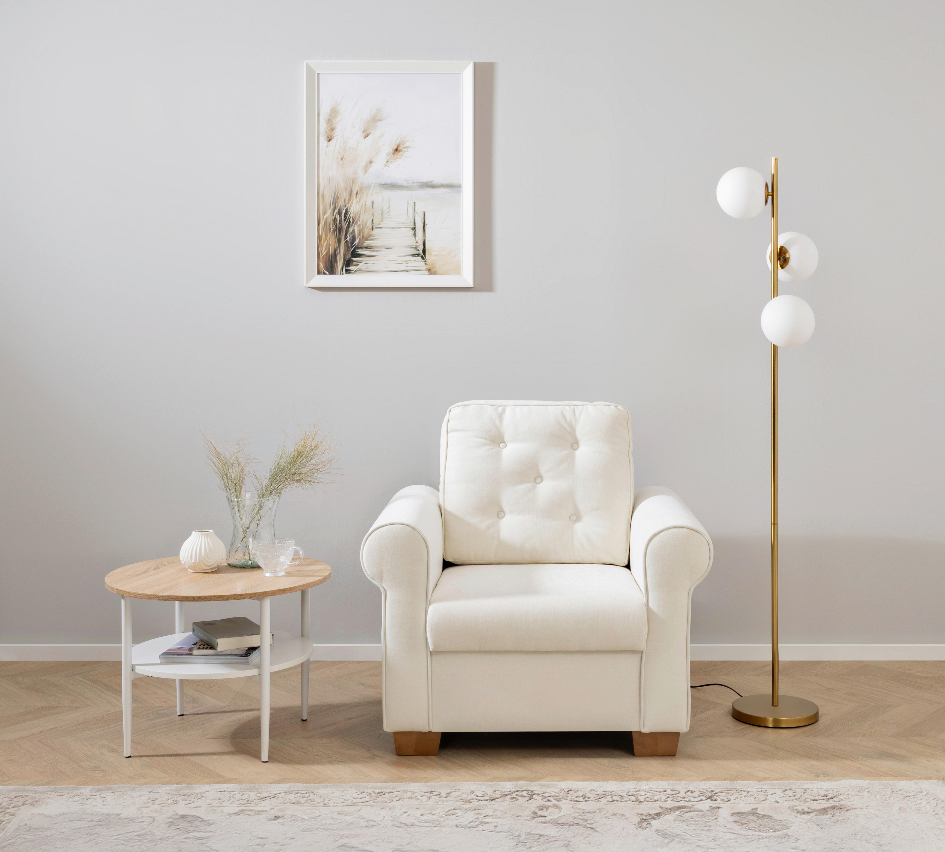 Sessel Arles, Creme 02 B: 93 Cm - Buchefarben/Creme, Design, Textil (93/89/82cm) - MID.YOU