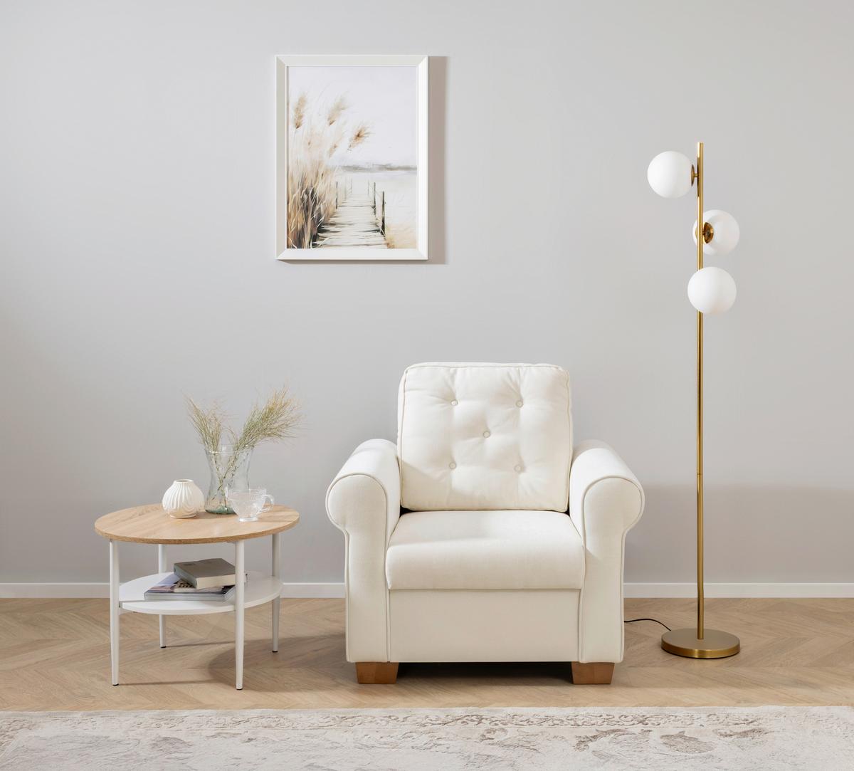 Sessel Arles, Creme 02 B: 93 Cm - Buchefarben/Creme, Design, Textil (93/89/82cm) - MID.YOU