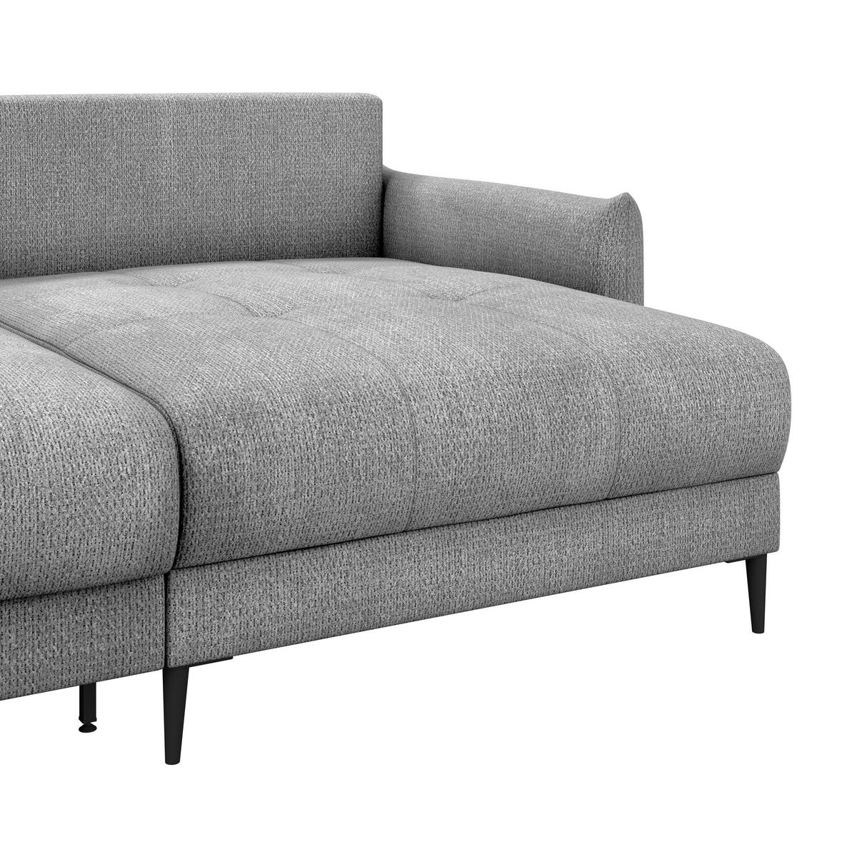Ecksofa Polis Webstoff grau, 221x142cm - Schwarz/Grau, Trend, Textil (221/142cm) - Ondega