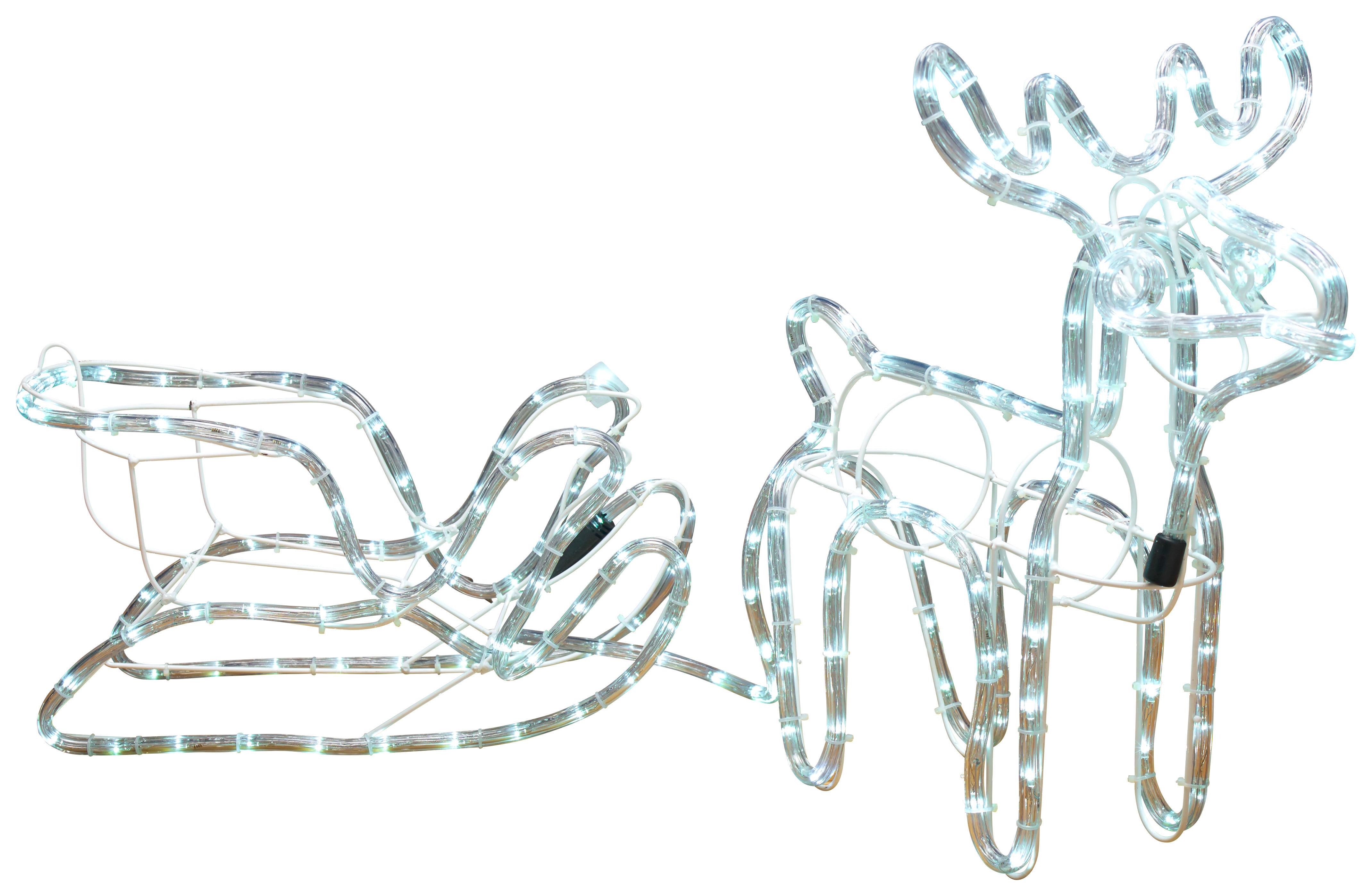 LED-Dekoleuchte Ted Rentier + Schlitten Warmweiß B: 120 cm - Klar, ROMANTIK / LANDHAUS, Kunststoff/Metall - James Wood