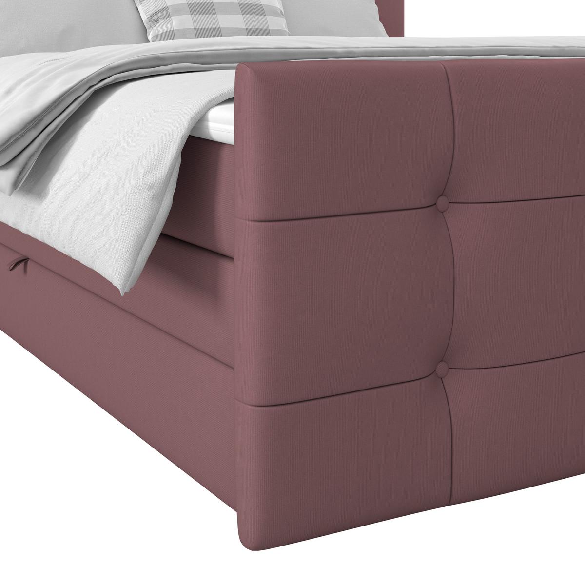 Boxspringbett Josie 180 - Schwarz/Rosa, MODERN, Holz/Holzwerkstoff (180/200cm)