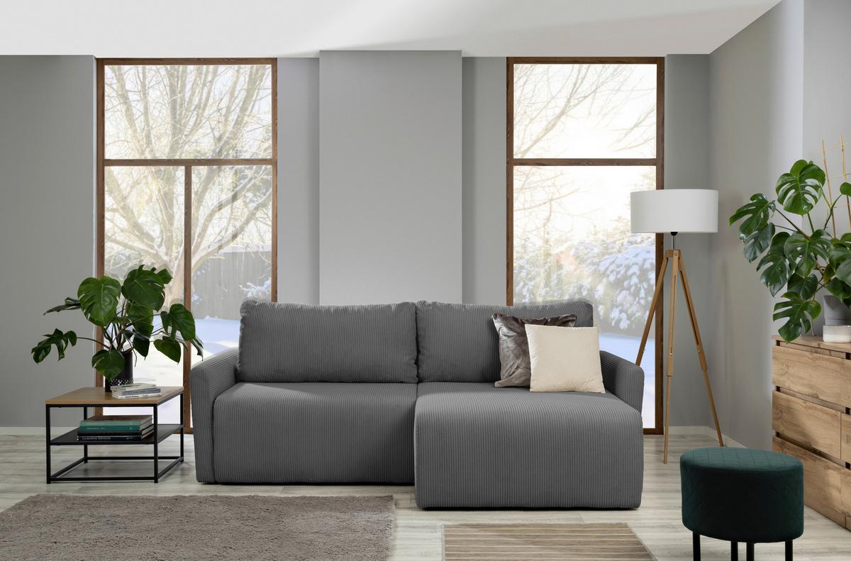 Ecksofa mit Schlaffunktion Sonos, Anthrazit 228x146 cm - Ecru/Anthrazit, MODERN, Textil (228/146cm)