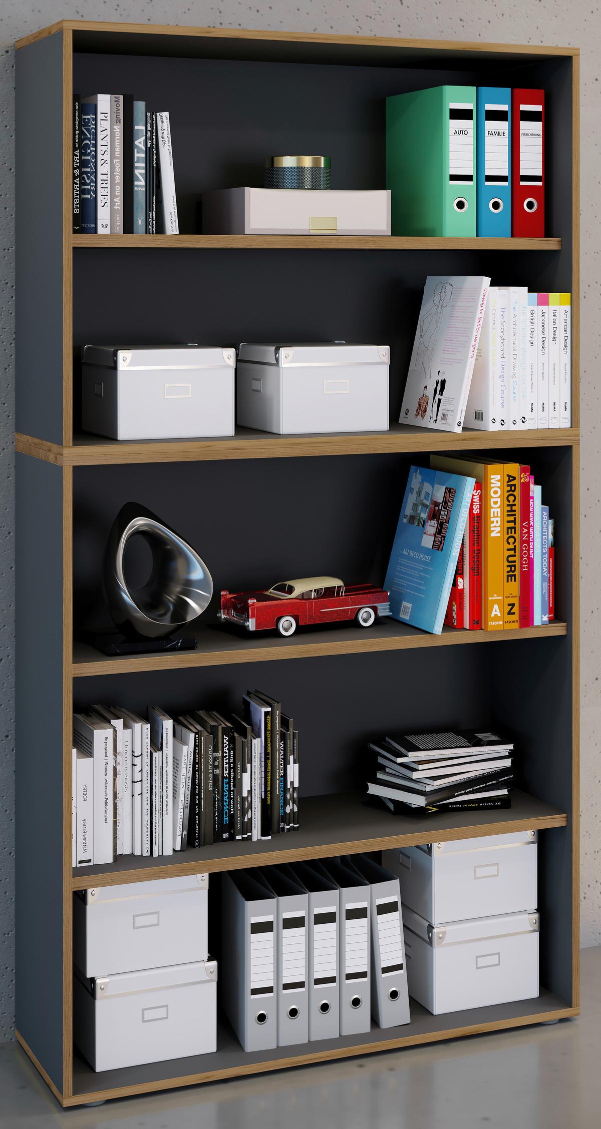 Regal Salia Anthrazit, Eiche B: 100 Cm - Honigeiche/Anthrazit, Design, Holzwerkstoff (100/183/33cm) - MID.YOU