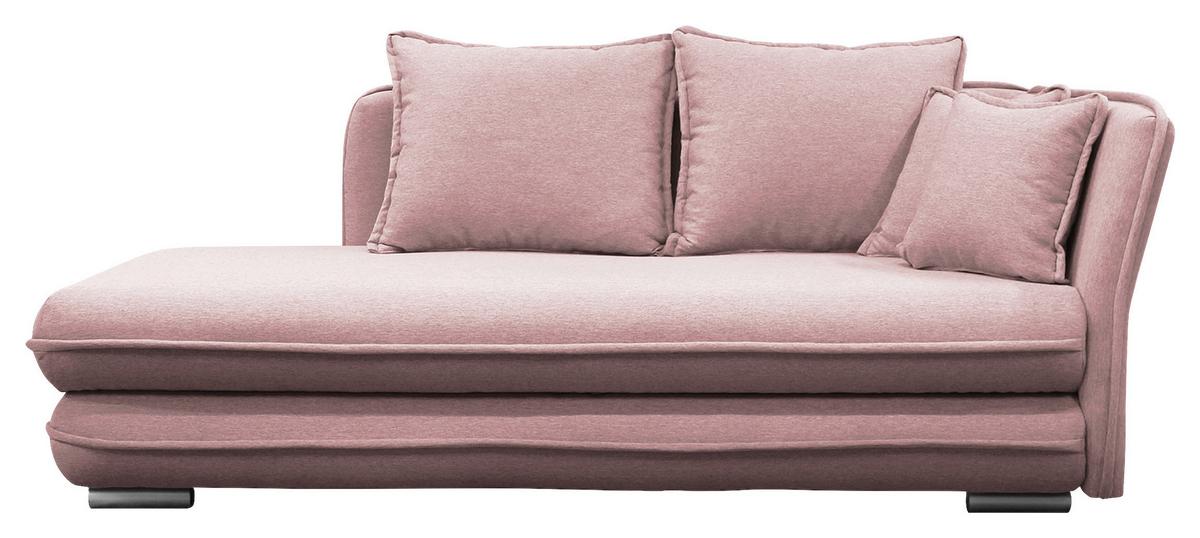 Liege Latte Rosa Inkl. Bettkasten Ottomane Rechts - Silberfarben/Rosa, Design, Textil (224/84/99/107cm) - MID.YOU