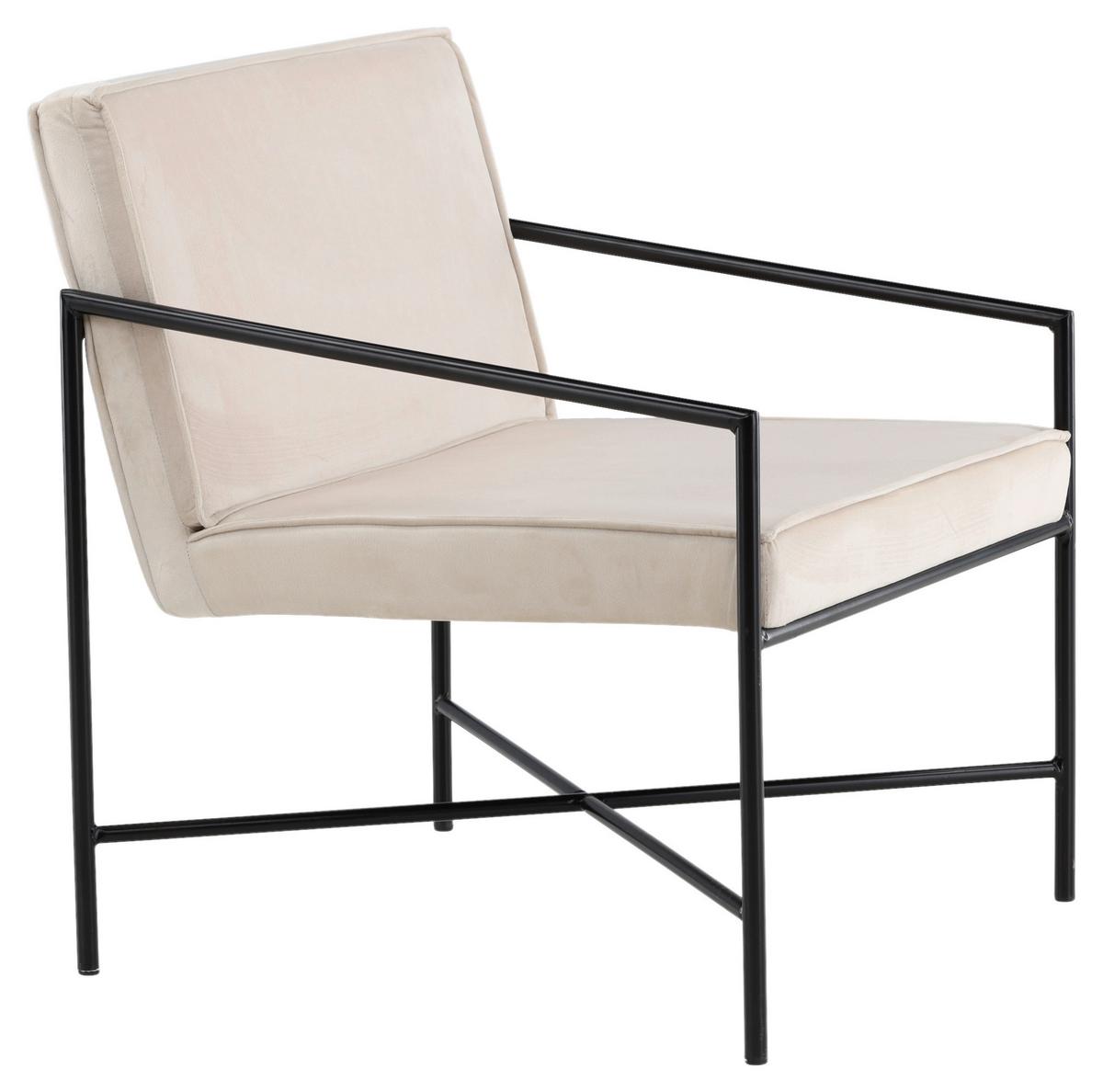 Sessel Rakel - Beige/Schwarz, Design, Textil/Metall (66/78/65cm) - Livetastic