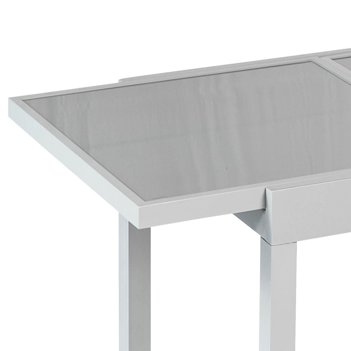 Gartentisch ausziehbar Metall/ Glas L: 120-180 cm - Silberfarben, KONVENTIONELL, Glas/Metall (120/90/75cm) - Gardenson