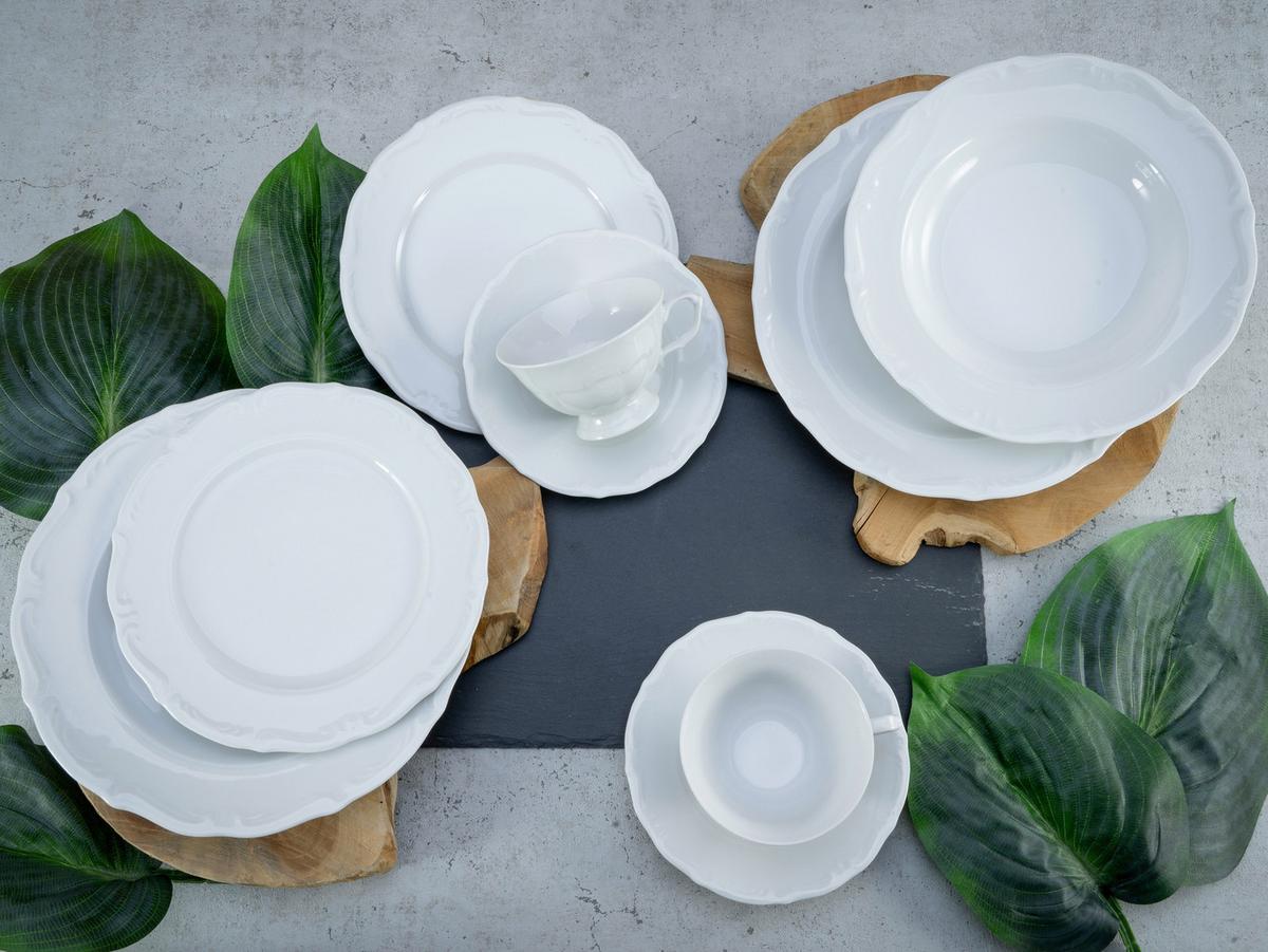 Kombiservice Porzellan 6 Personen Geschirr Set - Weiß, Basics, Keramik - Creatable