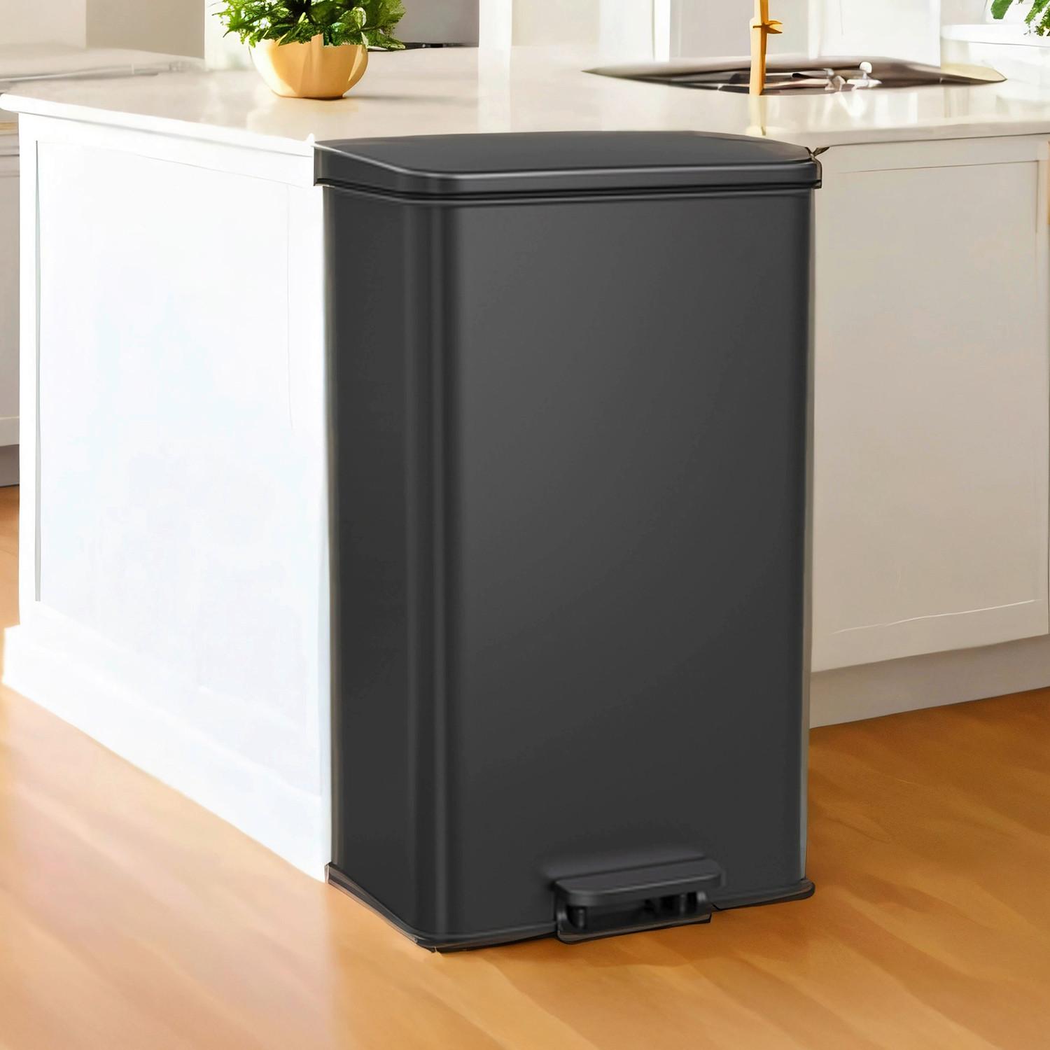 Abfallsammler Schwarz B: 34,5 cm - Schwarz, Basics, Kunststoff/Metall (34,5/59,5/32cm)