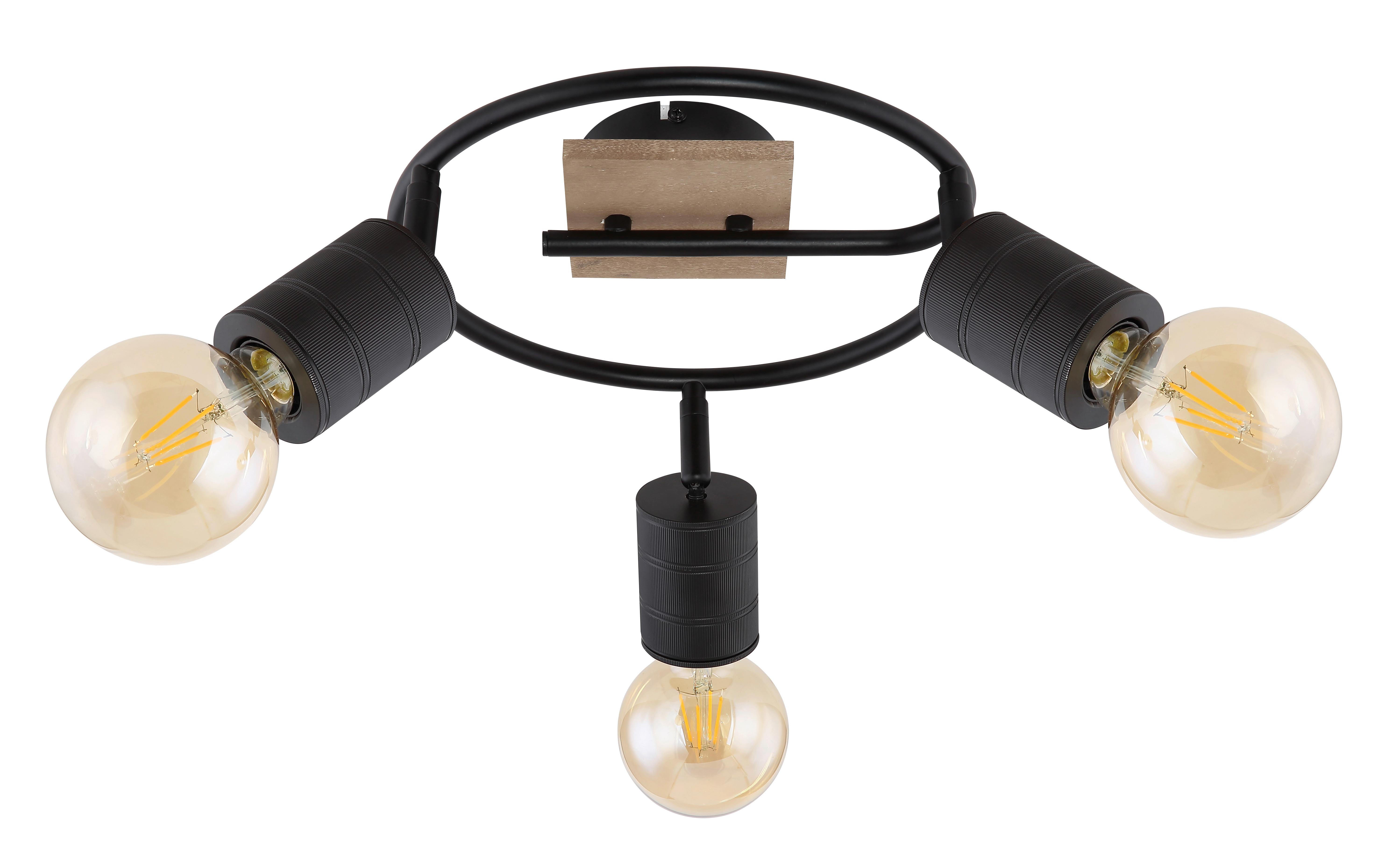 Strahler Josella 3-Flammig verstellbar Ø 29 cm - Dunkelbraun/Schwarz, Design, Holz/Metall (29/18cm) - Globo