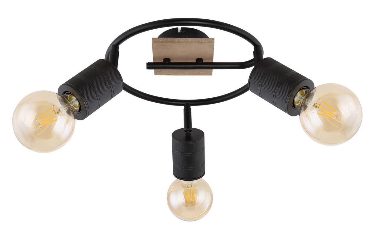 Strahler Josella 3-Flammig verstellbar Ø 29 cm - Dunkelbraun/Schwarz, Design, Holz/Metall (29/18cm) - Globo