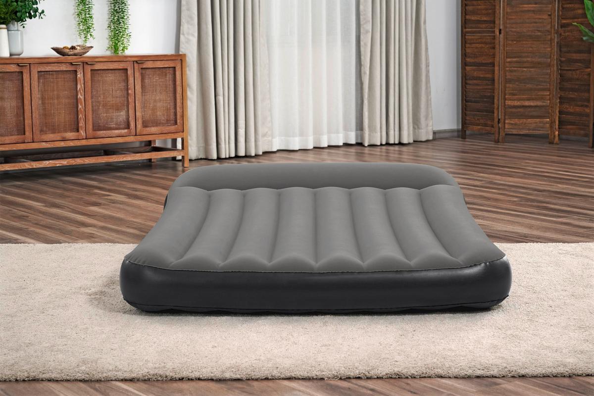 Luftbett Lisha 191x137x30 cm Bis 300kg, inkl. Pumpe - Dunkelgrau/Schwarz, KONVENTIONELL, Kunststoff/Metall (191/137/30cm) - Bestway