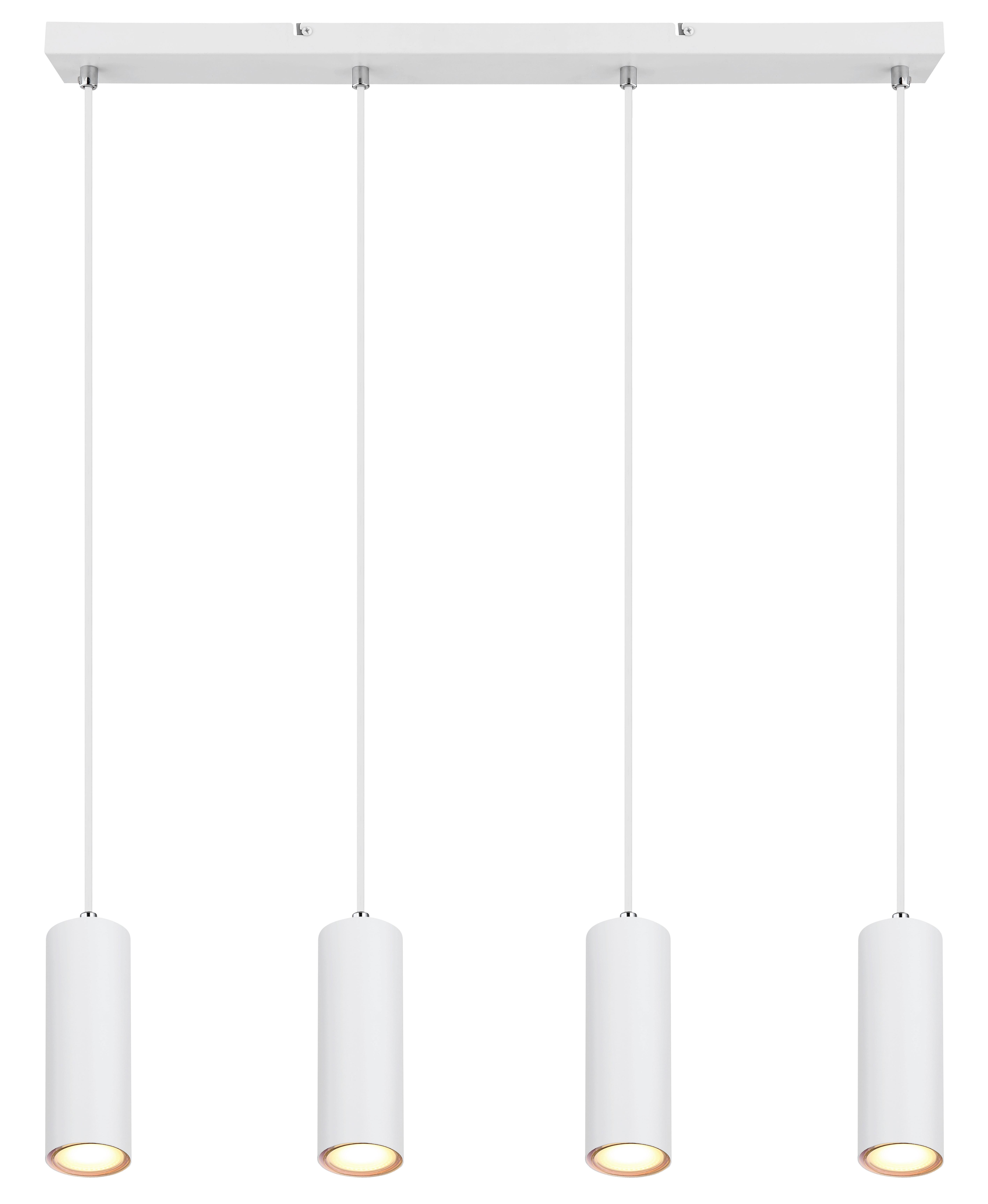 Hängeleuchte  H: 120 Cm 4-Flammig, Metall/weiß - Weiß, Design, Metall (65/6/120cm) - Globo
