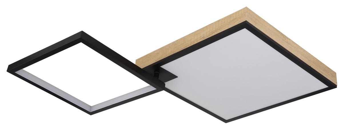 LED-Deckenleuchte 41392-40 - Dunkelbraun/Opal, Design, Holzwerkstoff/Kunststoff (85,5/55/10cm) - Globo