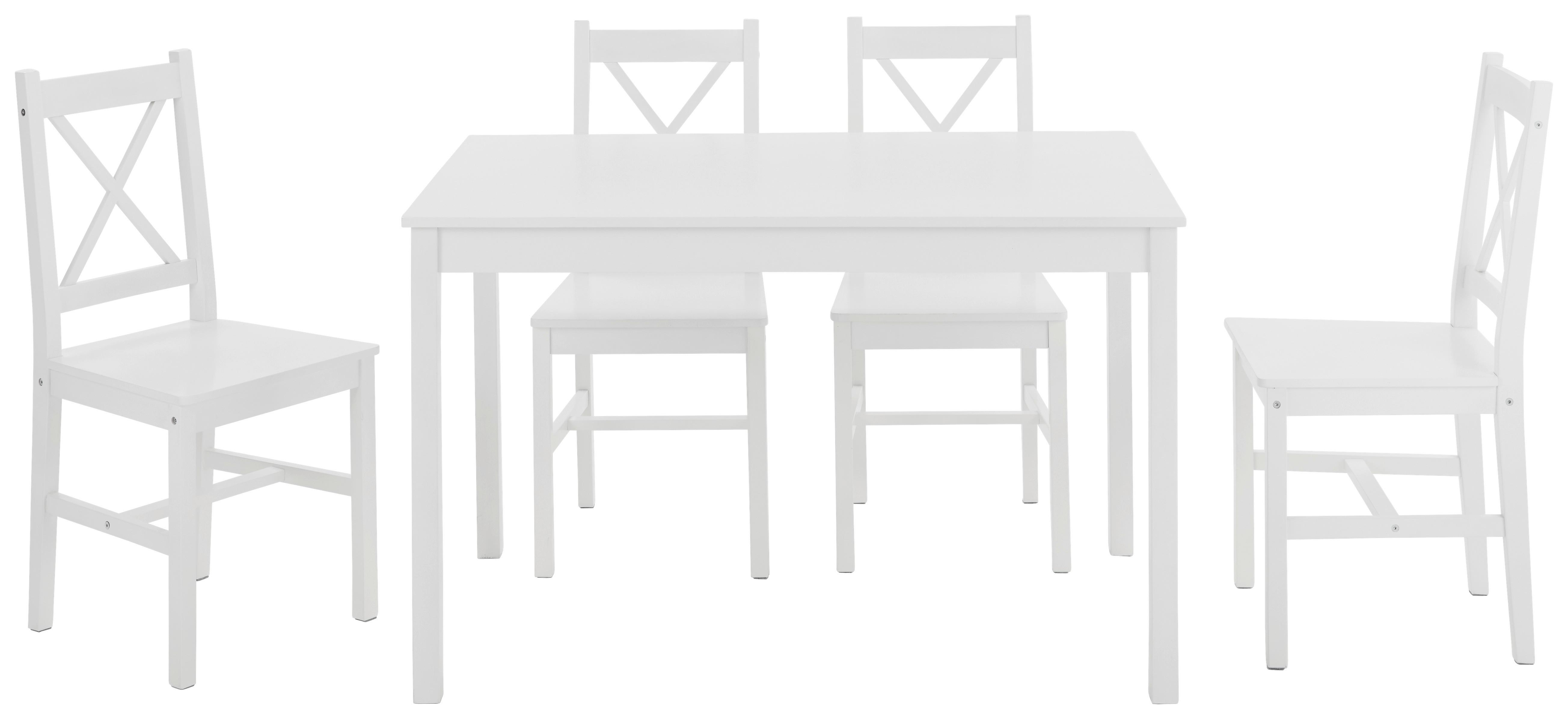 Essgruppe France 5-Teilig Kiefer Massiv/Weiß - Weiß, LIFESTYLE, Holz (118/74/73cm) - MID.YOU
