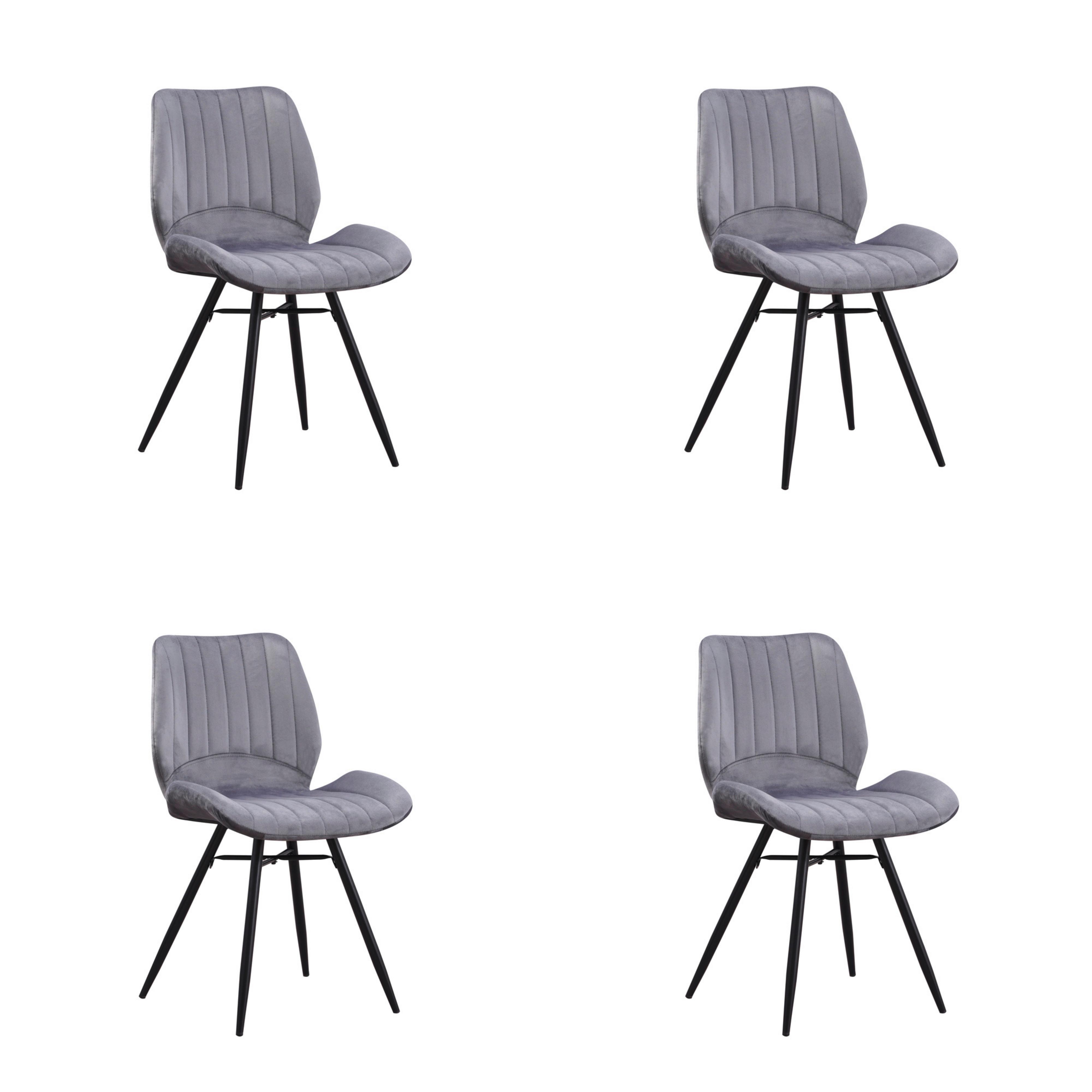 Stuhl-Set Barron - Anthrazit/Schwarz, Design, Textil/Metall (47/82/55cm) - MID.YOU