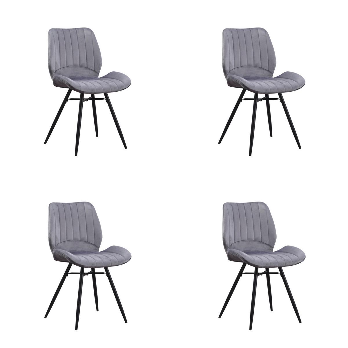 Stuhl-set Barron - Anthrazit/Schwarz, Design, Textil/Metall (47/82/55cm) - MID.YOU