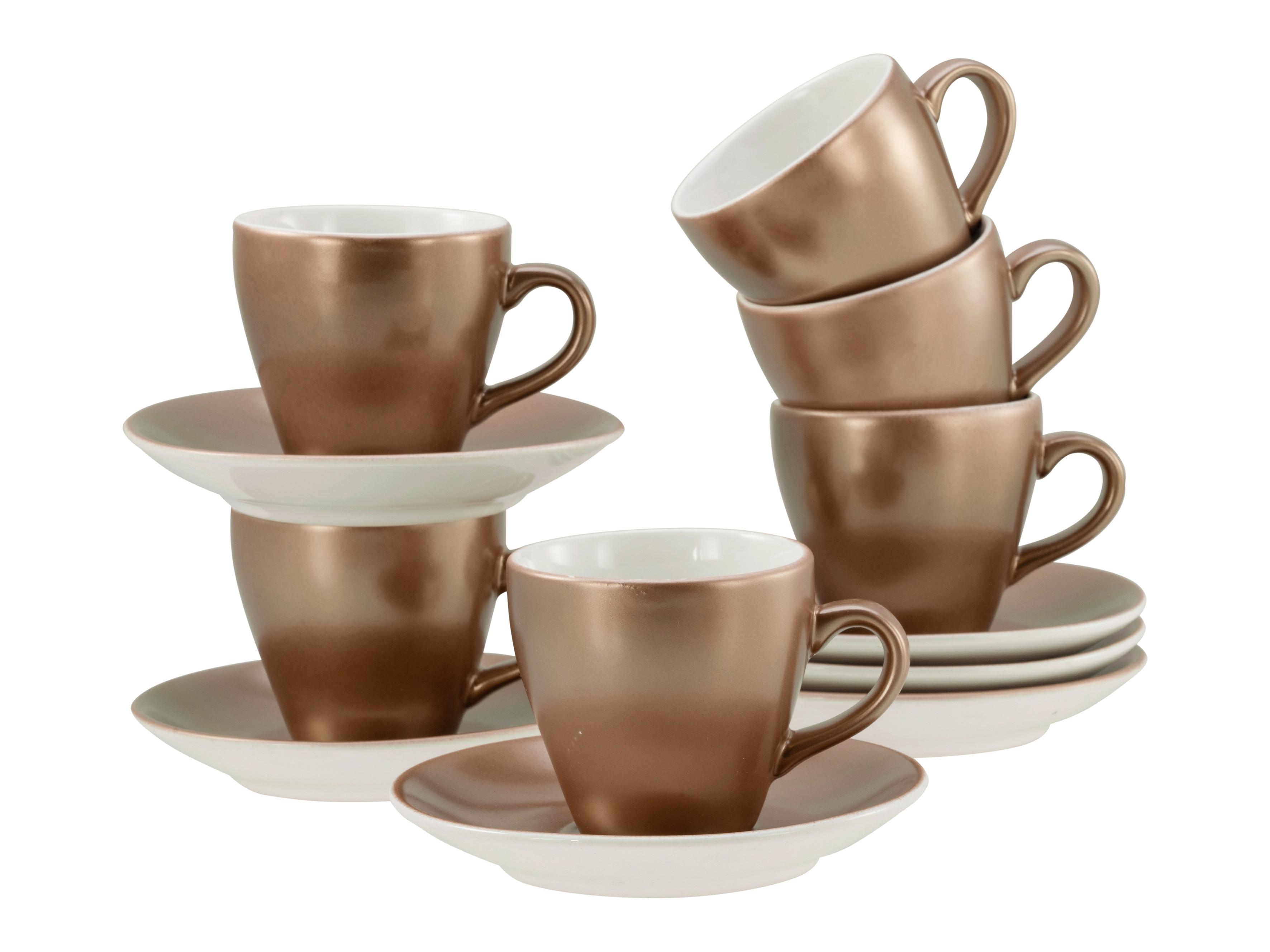 Espressotasse mit Untertasse Golden Days Weiß, Goldfarben - Goldfarben/Weiß, Basics, Keramik - Creatable