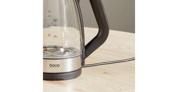 Wasserkocher Kate Klar/schwarz Glas 1,7 Liter 2.200w - Klar/Edelstahlfarben, KONVENTIONELL, Glas/Kunststoff (21,2/23,4/15,7cm) - Bono