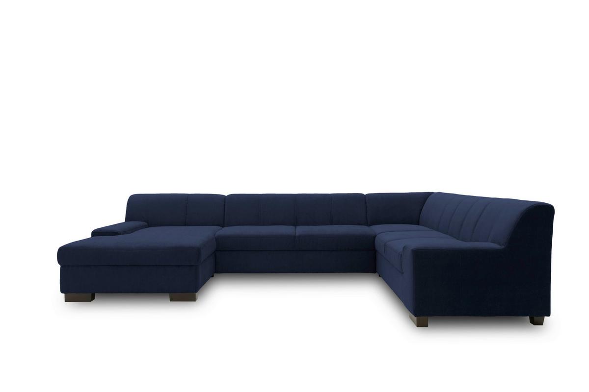 Wohnlandschaft Norma Mit Schlaffunktion Blau - Wengefarben/Blau, Design, Textil (153/328/212cm) - MID.YOU