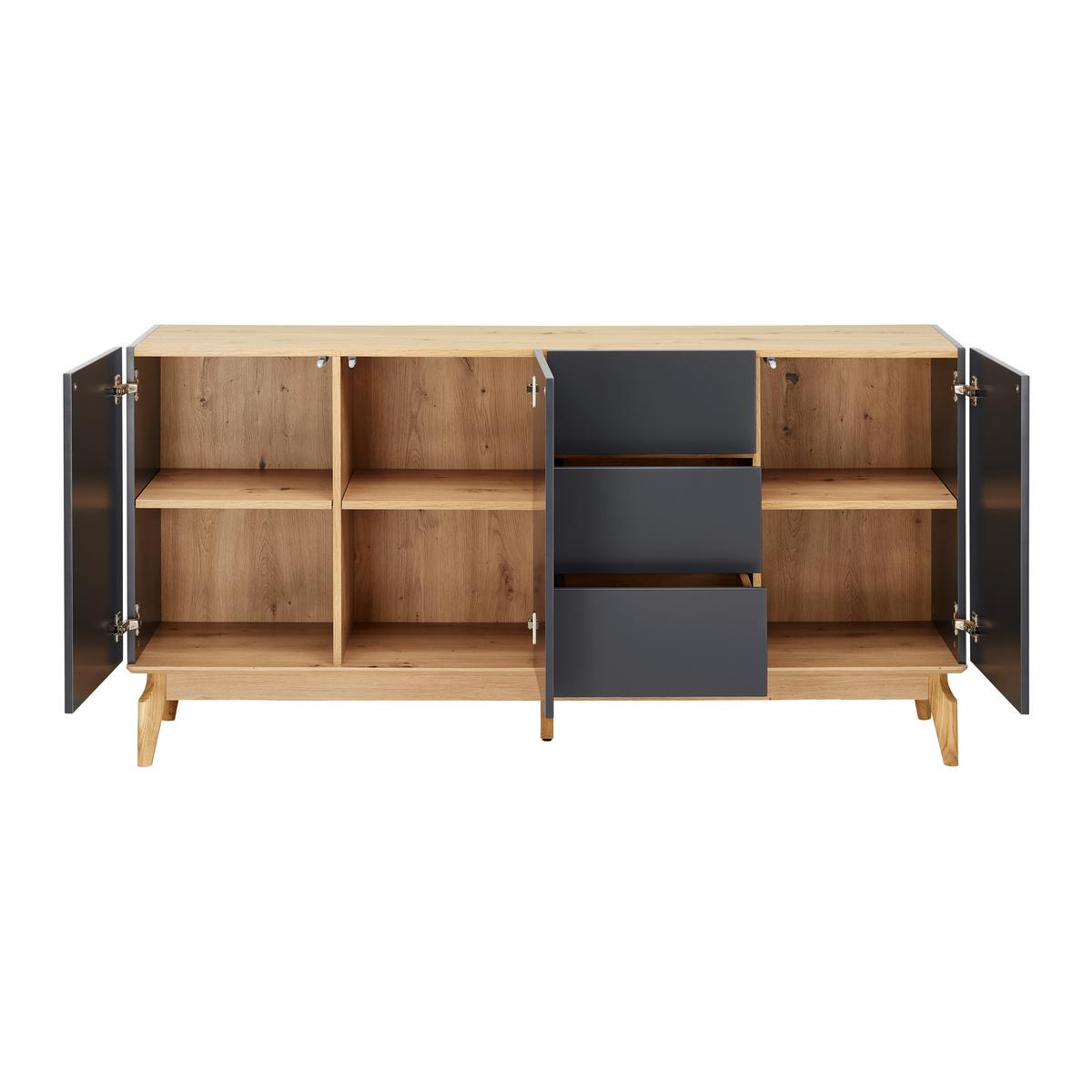 Komoda FOSCO - šedá/barvy dubu, Moderní, dřevo (160/80/40cm) - Bessagi Home