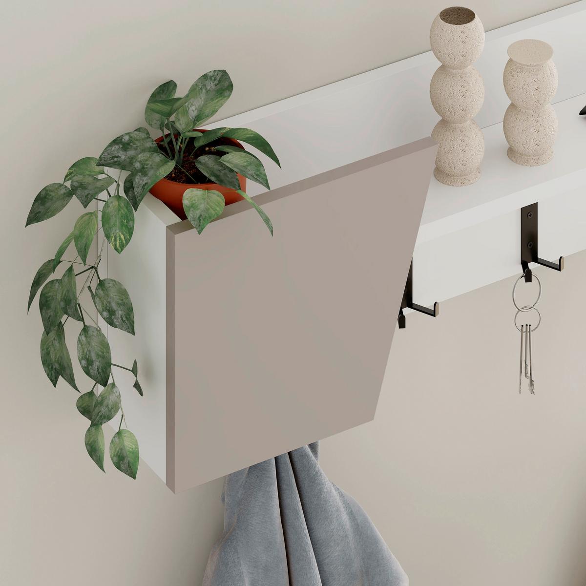 Wandgardarobe Eleva Weiß/Mokka B: 74 cm - Weiß/Mokka, Design, Holzwerkstoff/Metall (74/26/15.7cm) - Livetastic