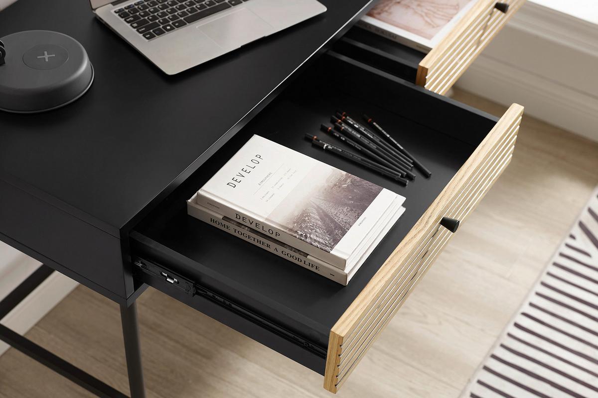 Schreibtisch Schwarz/Eichefarben L: 120cm - Eichefarben/Schwarz, Design, Holz/Holzwerkstoff (120/50/75cm) - Livetastic