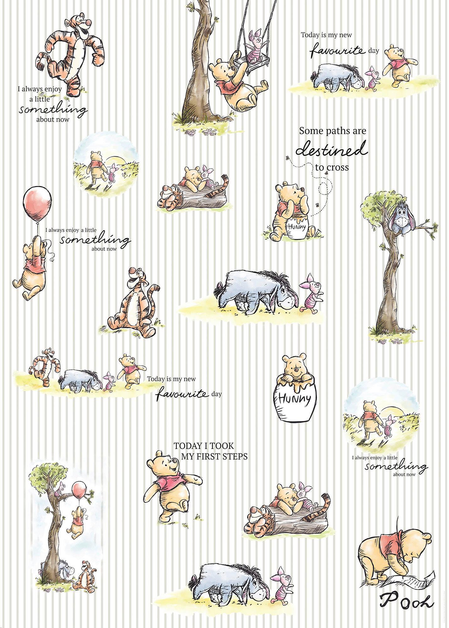 Vliestapete Winnie Pooh Multicolor, B/H: 200x280cm - Multicolor, Basics, Papier (200/280cm) - Disney