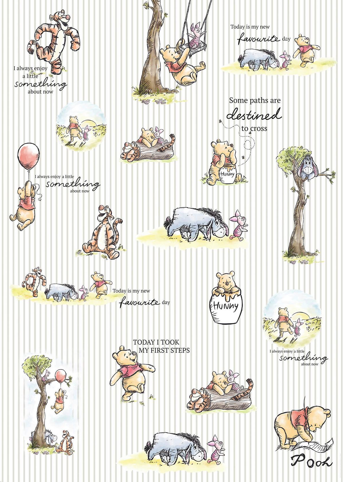 Vliestapete Winnie Pooh Multicolor, B/H: 200x280cm - Multicolor, Basics, Papier (200/280cm) - Disney