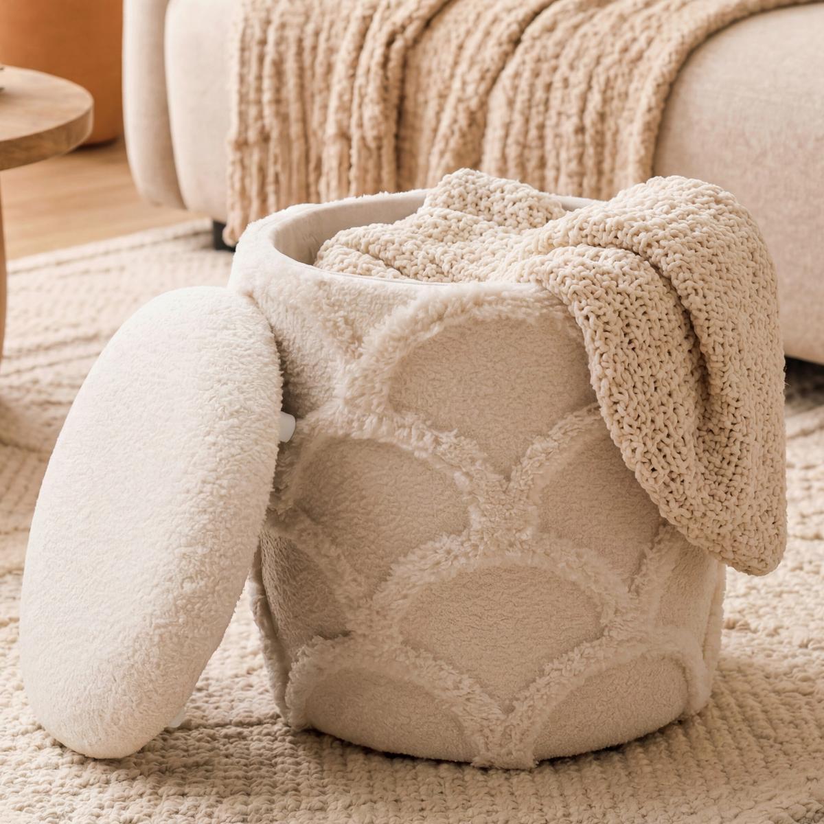 Taburet, š: 40 cm - krémová, Design, textil (40/45/40cm) - Livetastic