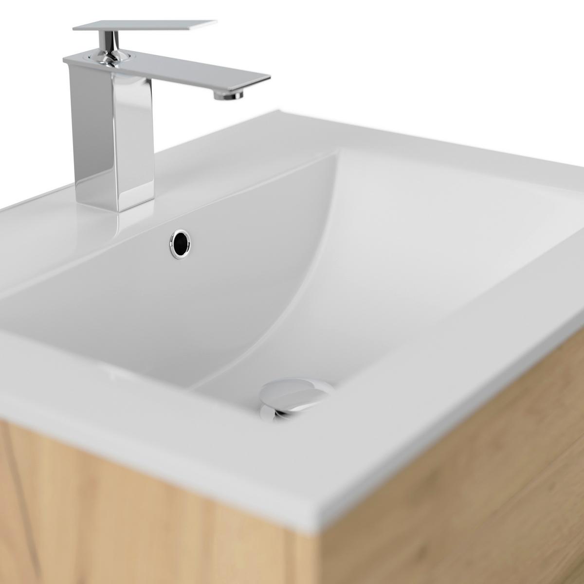 Waschtischkombi Apollo Eichefarben B: 61,5 cm - Eichefarben/Weiß, Basics, Keramik/Holzwerkstoff (61,5/56/46,5cm) - MID.YOU