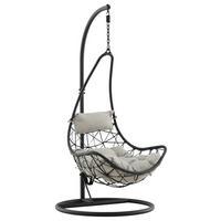 Hängesessel Mit Gestell Vide Mit Sitz- Und Rückenkissen - Schwarz/Grau, KONVENTIONELL, Kunststoff/Textil (95/196/95cm) - Gardenson
