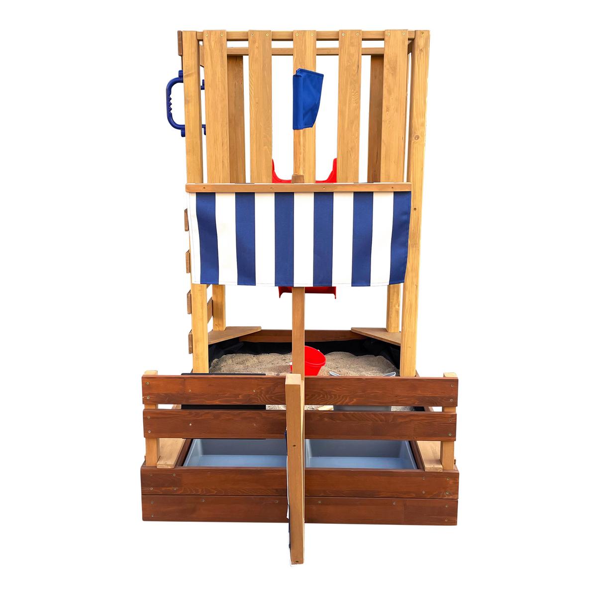 Spielturm Vicky mit Rutsche Rot - Rot/Braun, Basics, Holz/Kunststoff (180,5/87/150cm) - Ambia Garden