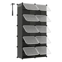 Schuhregal Schwarz/transparent B: 83 Cm - Transparent/Schwarz, Basics, Kunststoff/Metall (83/156/32cm)