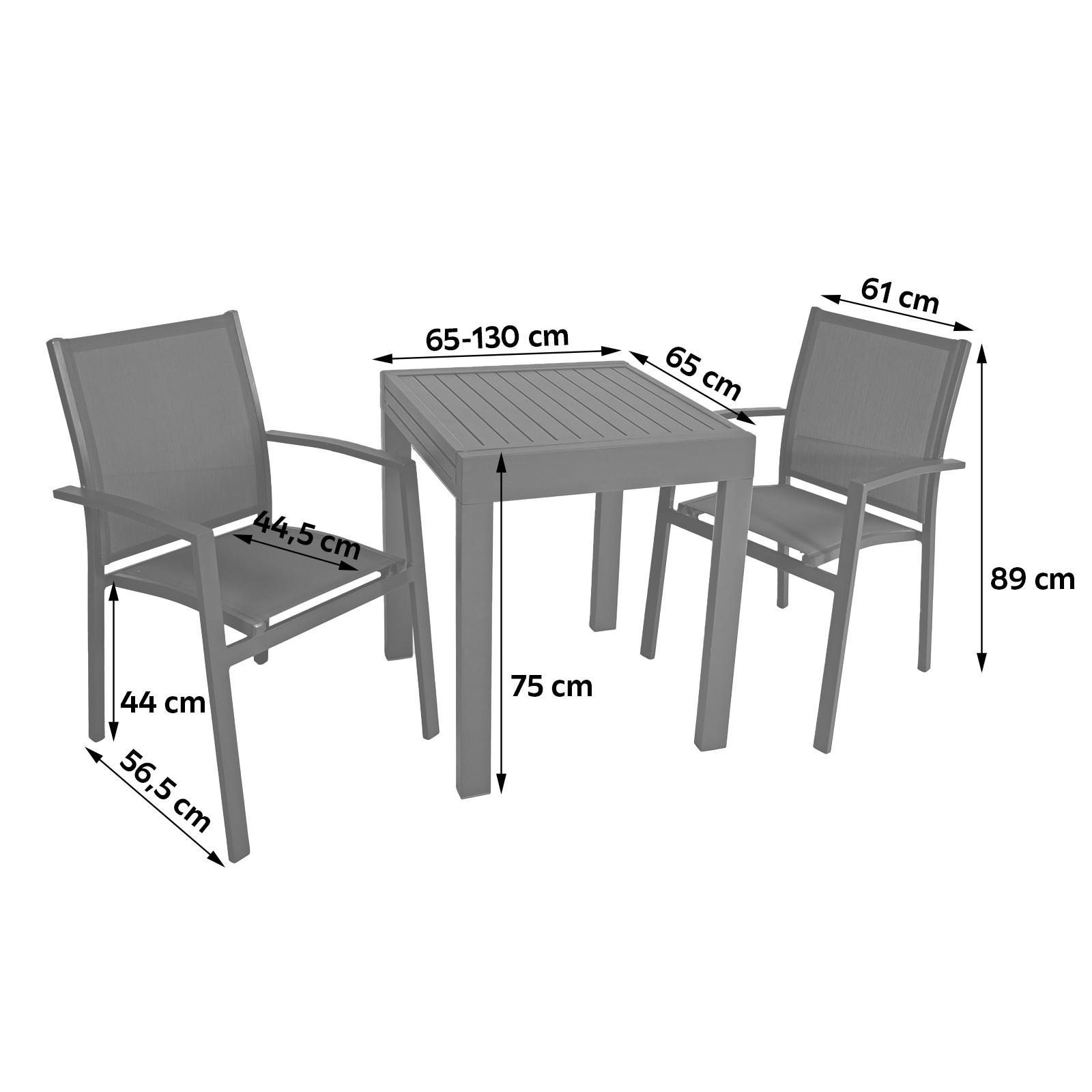 Gartenmöbel Set 3-Tlg. Elena Dunkelgrau/Schwarz - Dunkelgrau/Schwarz, Basics, Kunststoff/Metall (56,5/89/61cm) - Gardenson
