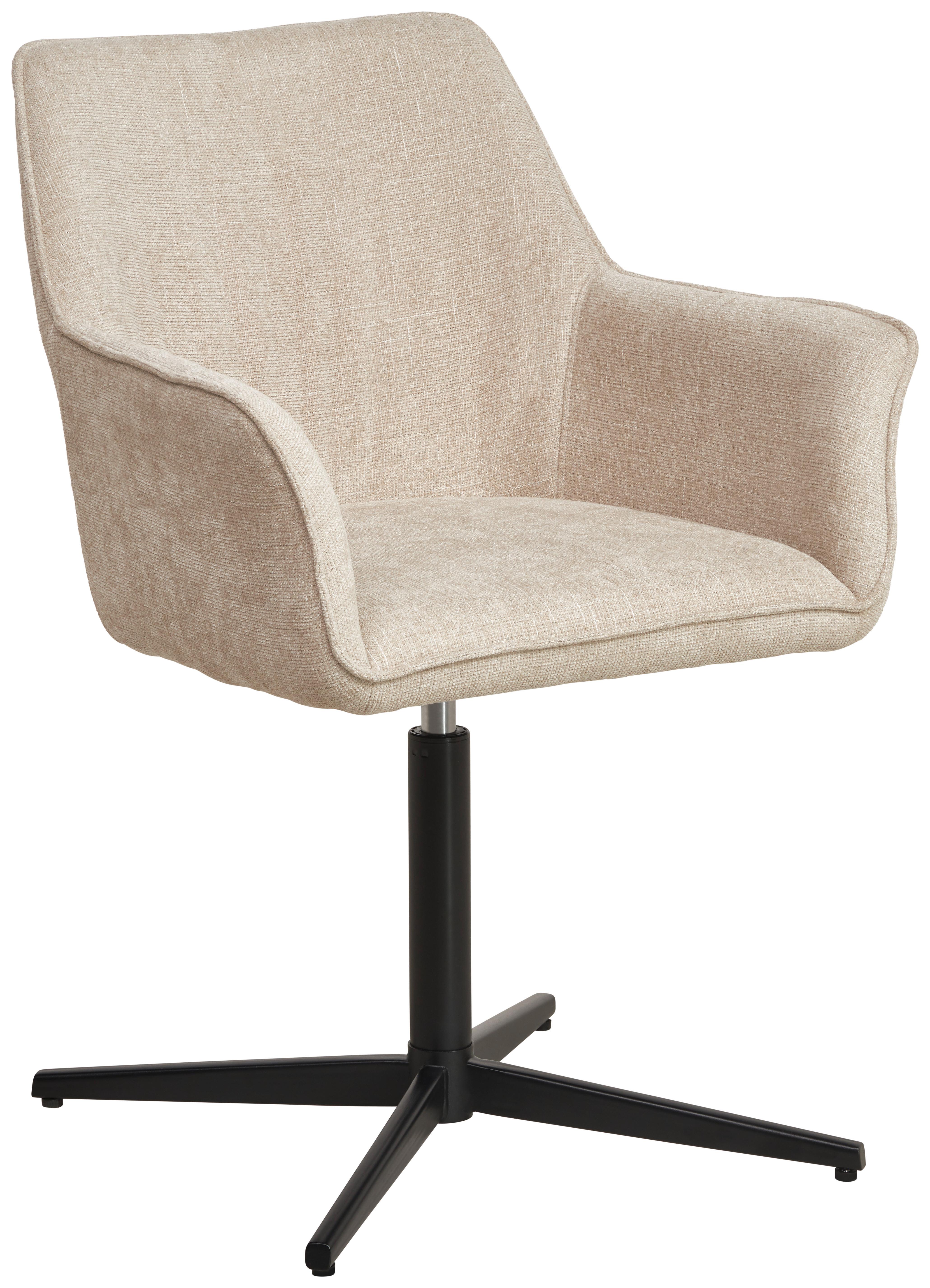 Armlehnstuhl Pat Beige, Sitzfl. 360° drehbar - Beige/Schwarz, KONVENTIONELL, Holz/Textil (60/86.5/61cm) - MID.YOU