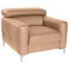 Polstersessel Sammy Cappuccino Leder - Chromfarben/Cappuccino, Design, Leder (99/78-92/106cm) - Livetastic