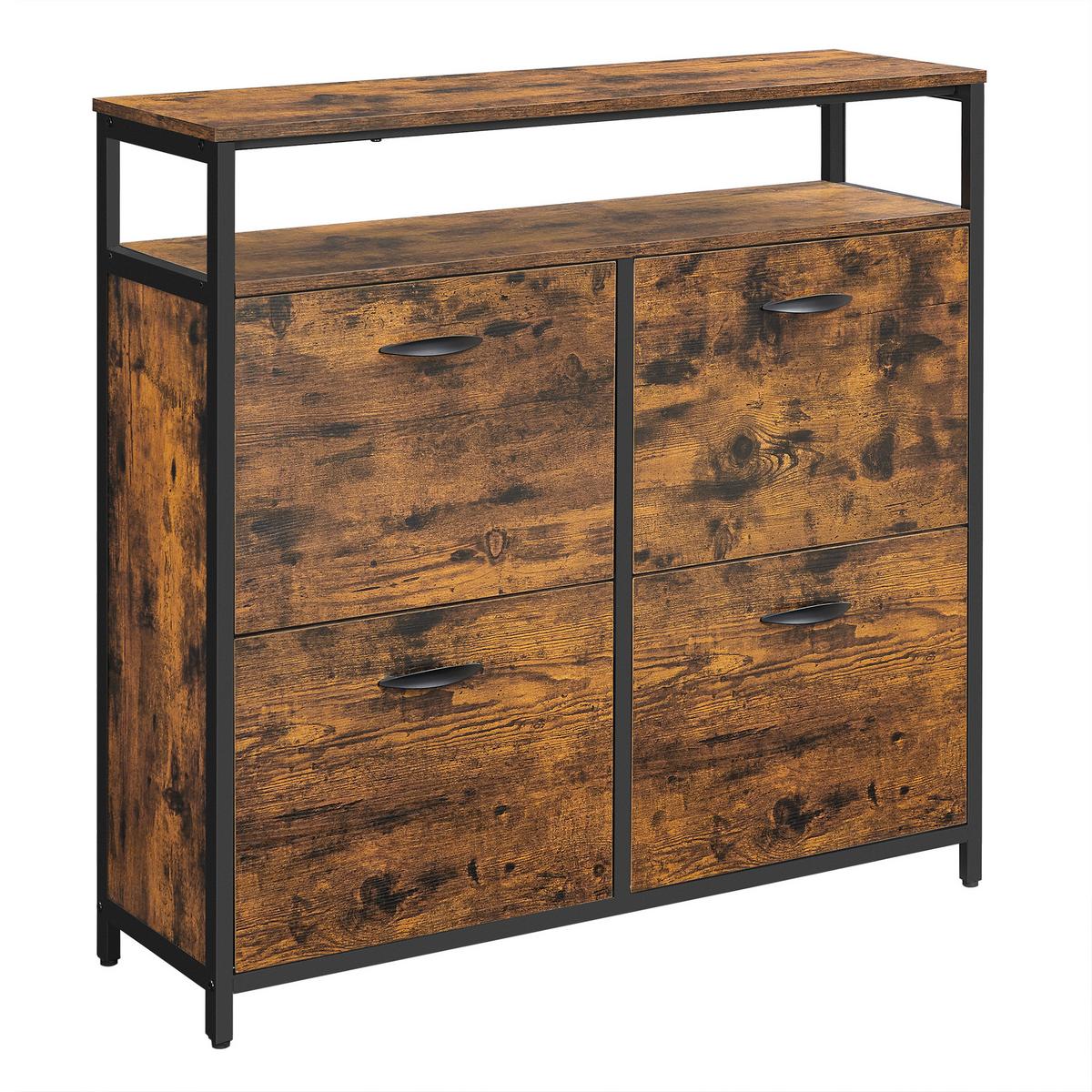 Schuhkipper Schwarz, Dunkelbraun B: 98,3cm - Dunkelbraun/Schwarz, Trend, Holzwerkstoff/Metall (98,3/96,5/30cm) - MID.YOU