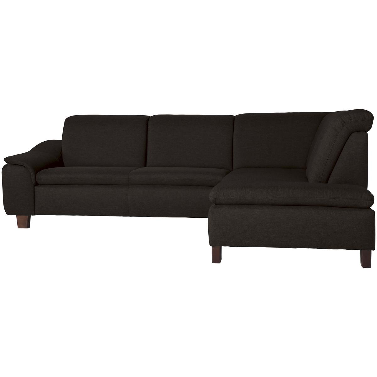 Ecksofa Aaron Dunkelbraun Flachgewebe - Dunkelbraun/Nussbaumfarben, Design, Textil (247/187cm) - Max Winzer