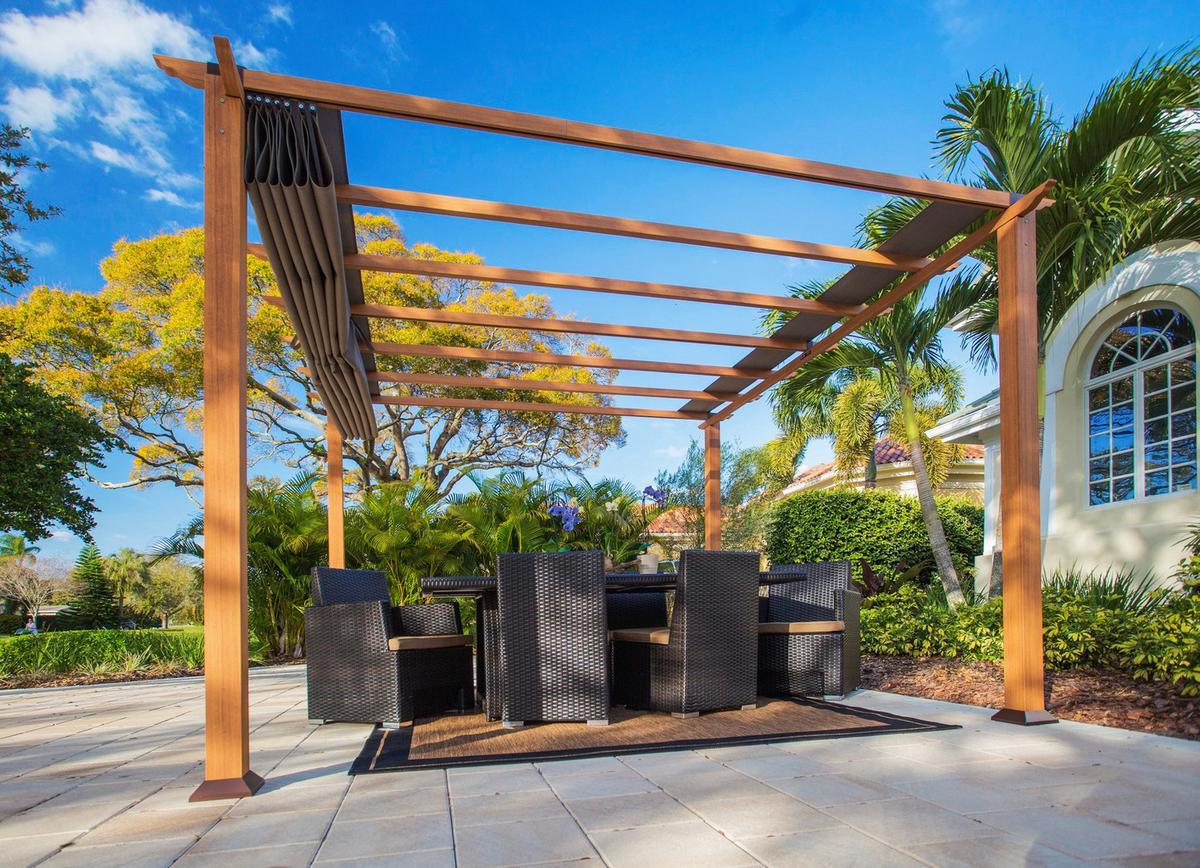 Pergola FLORIDA 11x11 - světle hnědá, Basics, kov/plast (350/235/350cm)