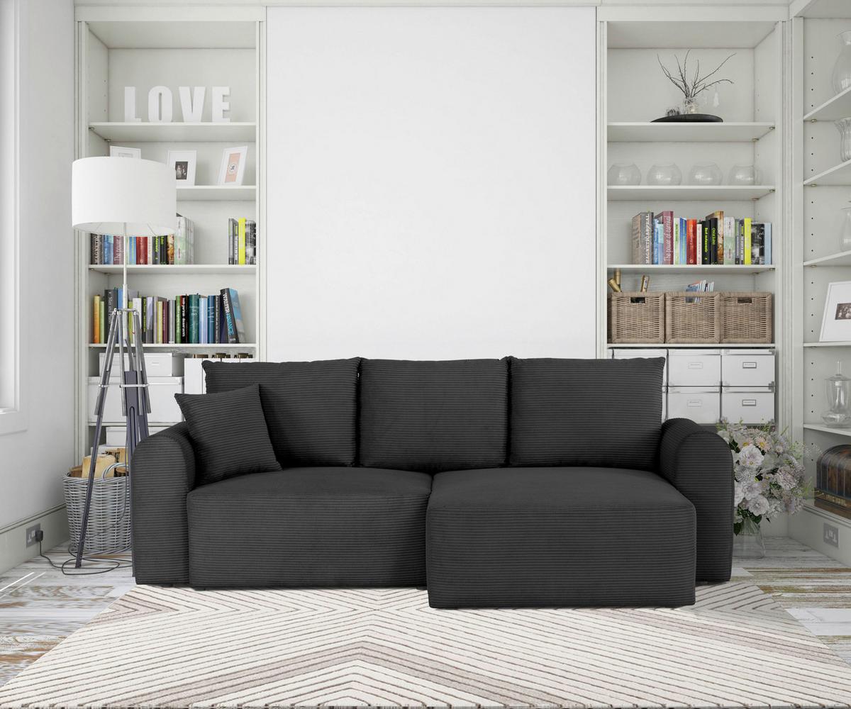 Ecksofa Jonilz Schwarz S: 250x151 Cm - Schwarz, Design, Textil (250/151cm) - MID.YOU