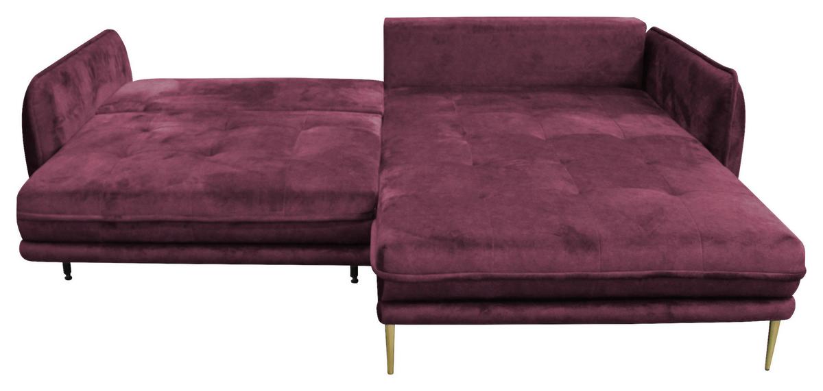 Ecksofa Whisper Weinrot S: 264x196 Cm - Weinrot/Goldfarben, Design, Textil (264/196cm) - MID.YOU