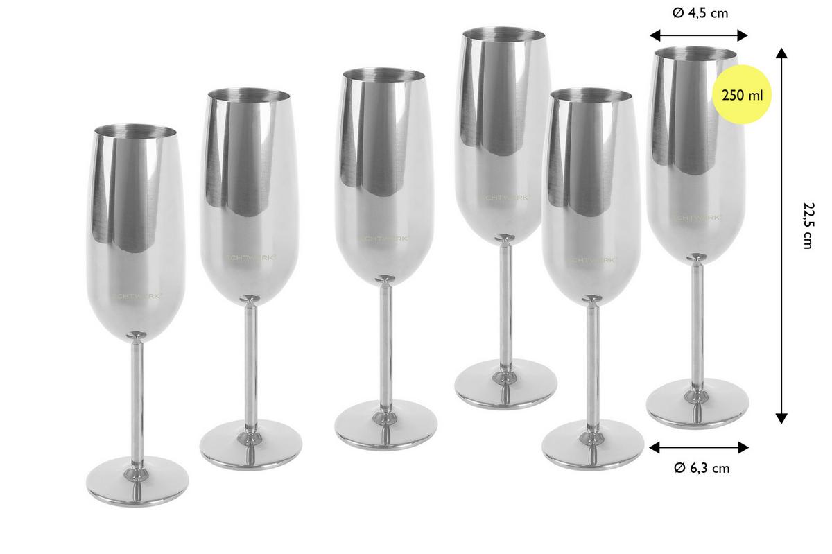 Sada pohárov ECHTWERK SEKTGLÄSER 6TLG. - strieborná, Trend, kov (22,5cm) - Echtwerk