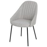 Armlehnstuhl Ester Leinenoptik Grau B: 55 Cm - Schwarz/Grau, MODERN, Textil/Metall (55/87/59cm)