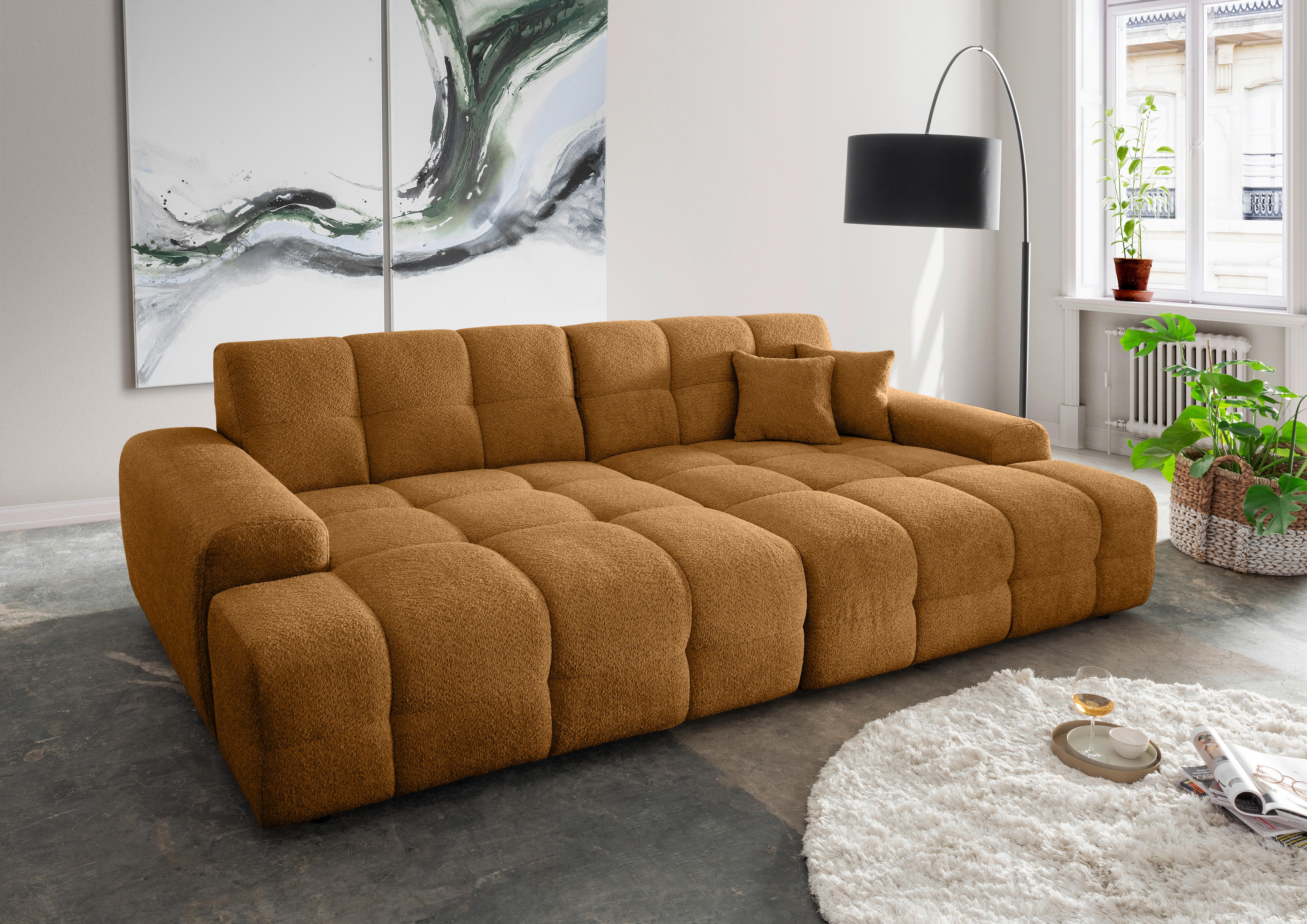 Bigsofa Bosco, Goldfarben B: 304 cm - Goldfarben/Schwarz, MODERN, Textil (304/87/155cm) - Livetastic