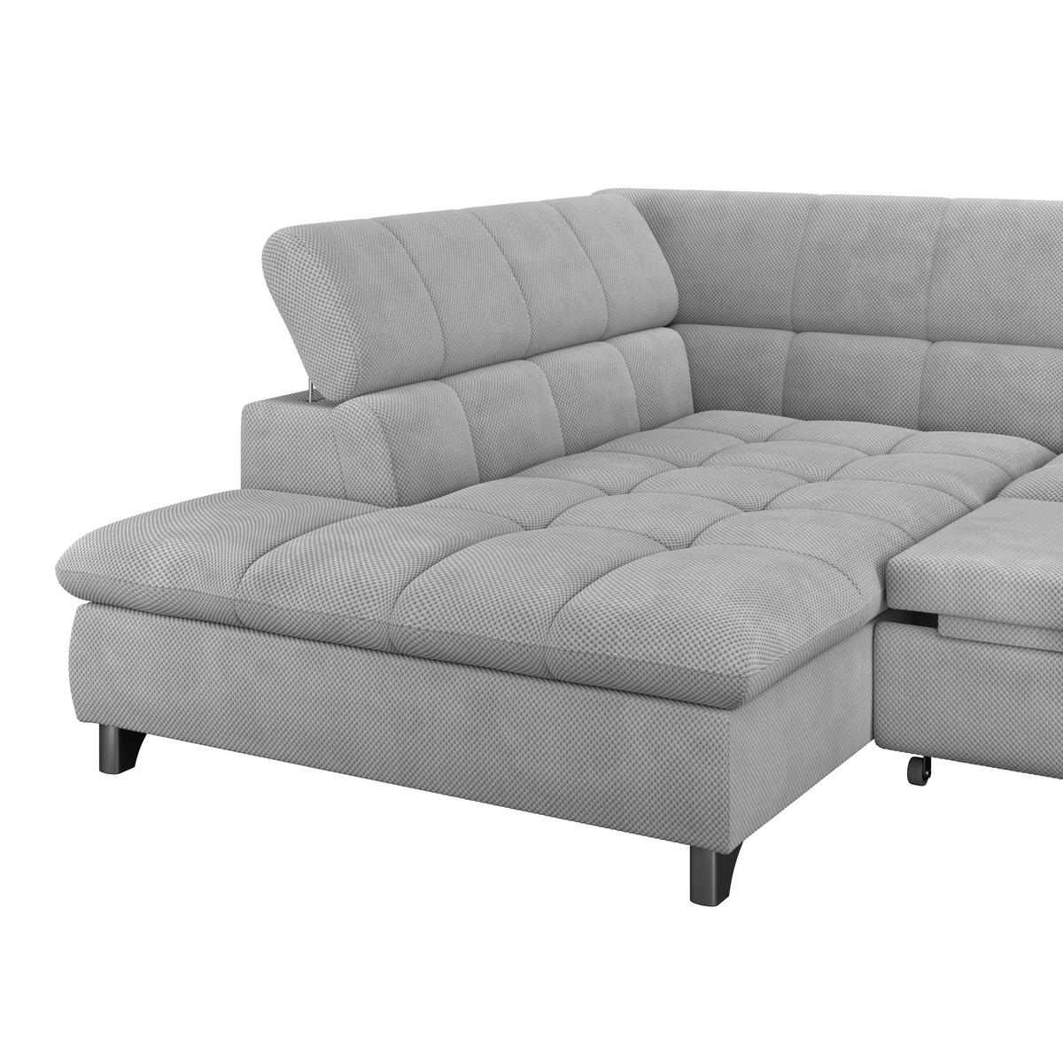 Ecksofa Gemini Hellgrau, B: 234cm - Chromfarben/Hellgrau, KONVENTIONELL, Textil (234/312cm)